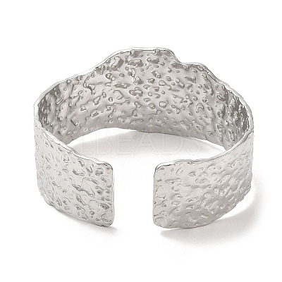 Non-Tarnish 304 Stainless Steel Hammered Wide Cuff Bangles for Women BJEW-L682-012P-1