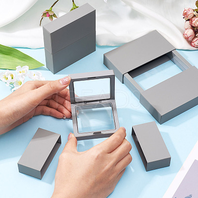 3 Bags 3 Styles Square Transparent PE Thin Film Suspension Jewelry Display Box CON-TA0001-38F-1