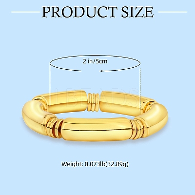 CCB Plastic Curved Tube Beaded Stretch Bracelets for Women BJEW-SW001583-02-1