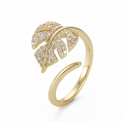 Brass Micro Pave Clear Cubic Zirconia Cuff Rings RJEW-Q164-014-NF-1