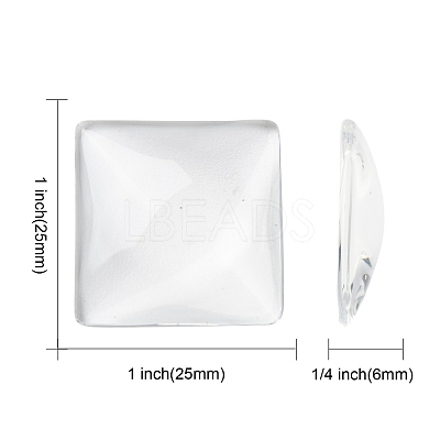 Transparent Glass Square Cabochons GGLA-A001-25mm-1