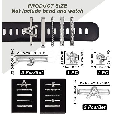 10Pcs Moon & Letter Alloy Watch Band Charms FIND-NB0003-20-1