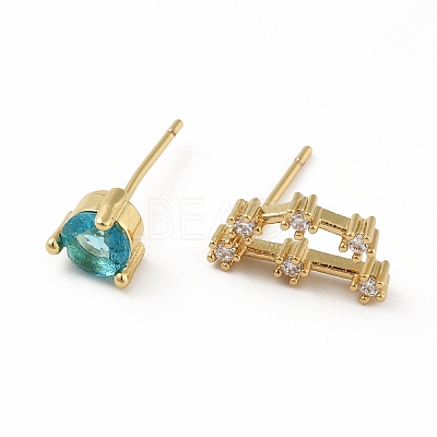 Cubic Zirconia Constellation Asymmetrical Earrings EJEW-C035-16G-07-1