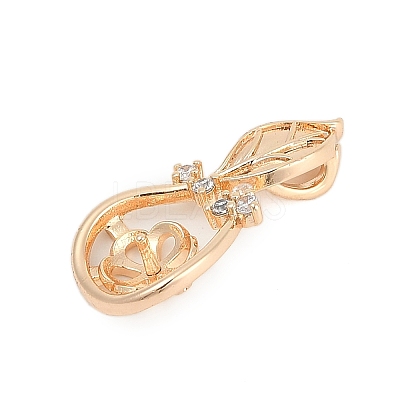 Brass Micro Pave Clear Cubic Zirconia European Dangle Charms Bails X-KK-Q026-14G-1