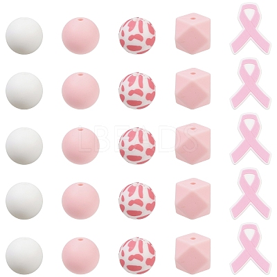 25Pcs 5 Styles Silicone Beads FIND-YW0011-13-1