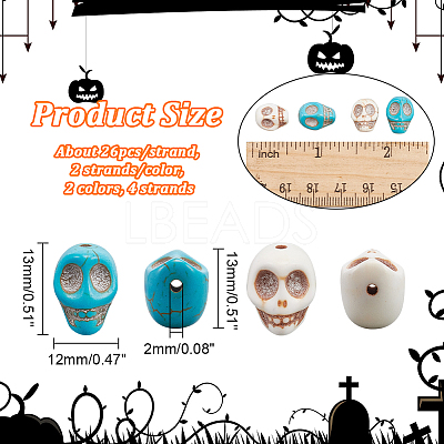 4 Strands 2 Colors Synthetical Turquoise Beads Strands TURQ-NB0001-16-1