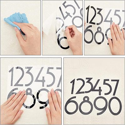 SUPERFINDING 8 Sheets 2 Style PET Sticker Reflective Self Adhesive Vinyl Waterproof 0-9 Number DIY Decorations for Mailbox DIY-FH0002-78-1