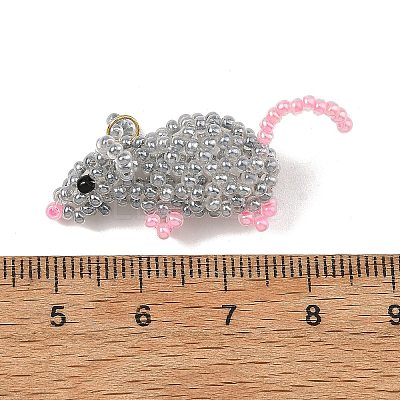Glass Seed Beads Pendants PALLOY-MZ01453-1