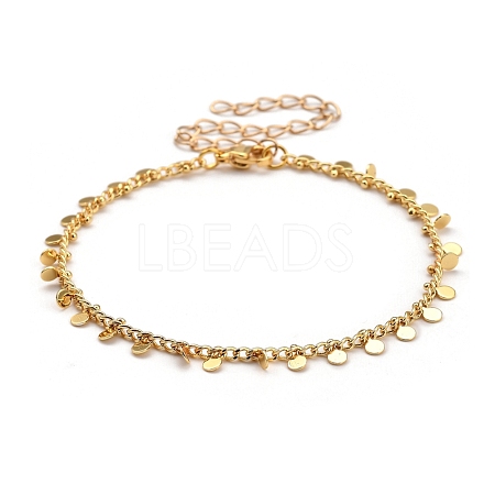 Brass Flat Round Charm Bracelets BJEW-JB05363-1