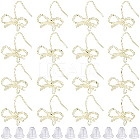 SOFPLATE 28Pcs Bowknot Shape Brass Earring Hook DIY-SP0001-06G-1