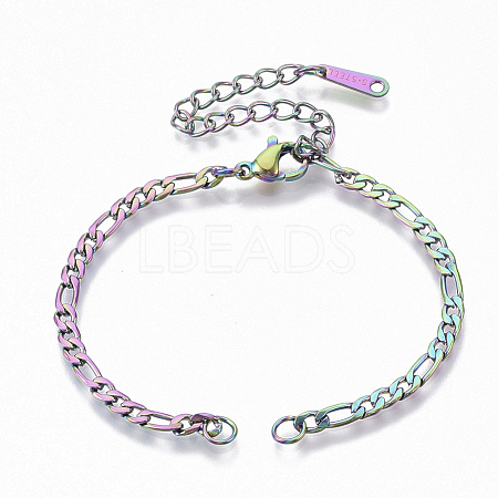 Ion Plating(IP) 304 Stainless Steel Figaro Chain Bracelets Making STAS-S105-JN962-3-1