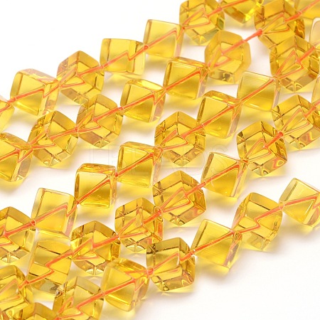 Cube Cultured Piezoelectric Citrine Beads Strands G-I142-8mm-01S-AA-1