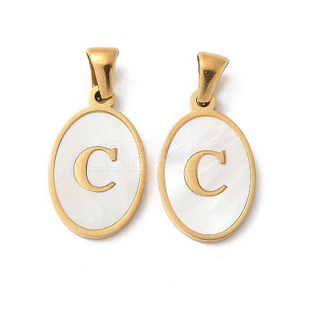 Natural Shell Oval with Initial Pendants STAS-I351-23G-C-1