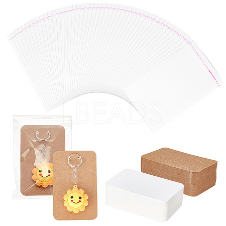 BENECREAT 2 Bags 2 Colors Rectangle Paper Keychain Display Cards CDIS-BC0001-02-1