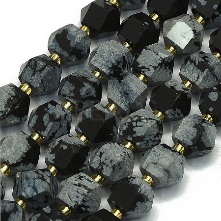 Natural Snowflake Obsidian Beads Strands G-I376-A04-01-1