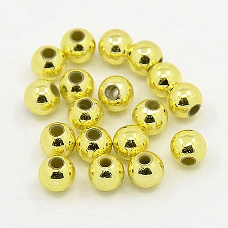 Plating Plastic Acrylic Round Beads PACR-L003-10mm-G-1