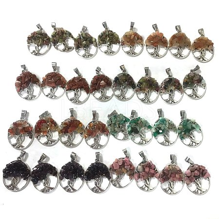 32Pcs 8 Style Tibetan Style Zinc Alloy Pendants PALLOY-AB00248-1