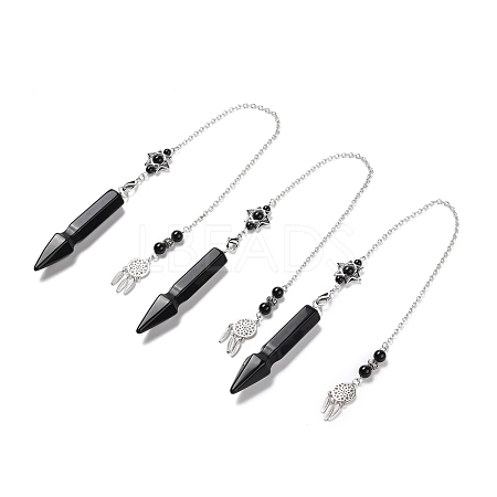 Natural Obsidian Pointed Dowsing Pendulums G-I322-01P-04-1