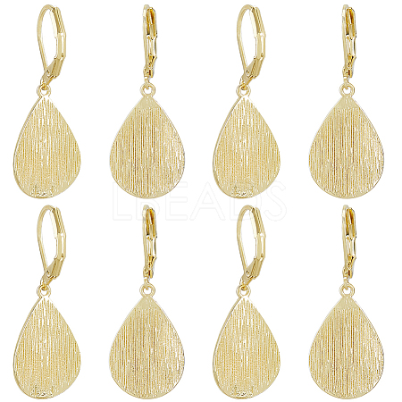 4 Pairs Teardrop Brass Leverback Earrings EJEW-HS0001-21G-1