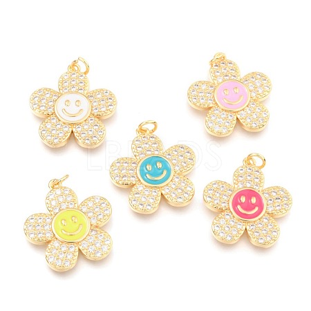 Brass Micro Pave Clear Cubic Zirconia Pendants KK-I683-05-1