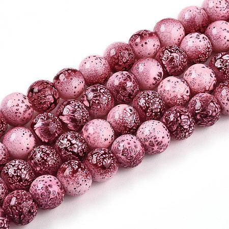 Transparent Baking Paint Glass Beads Strands X-DGLA-N009-8mm-03-1