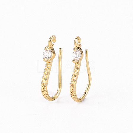 Brass Micro Pave Clear Cubic Zirconia Earring Hooks X-ZIRC-S068-007-NF-1