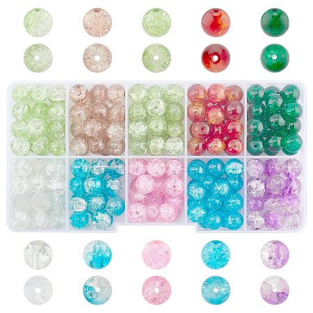 Round Transparent Crackle Glass Beads CCG-X0007-8mm-01-1