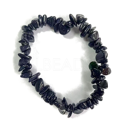 Synthetic Blue Goldstone Stretch Bracelets PW-WG56138-02-1