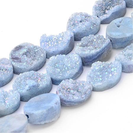 Electroplated Natural Quartz Crystal Beads Strands G-P150-12x16mm-02-1