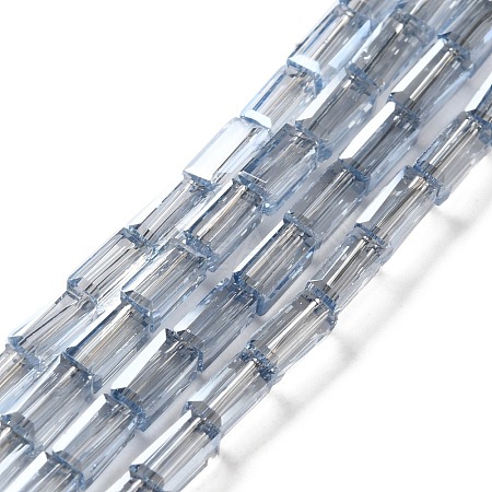 Electroplate Transparent Glass Beads Strands Pearl Luster Plated EGLA-H106-01A-PL06-1