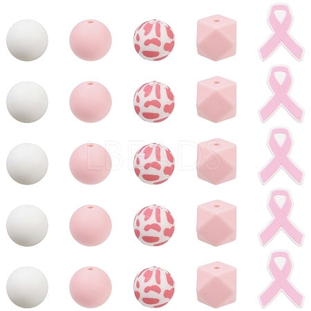 25Pcs 5 Styles Silicone Beads FIND-YW0011-13-1