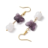 Butterfly Transparent Glass with Natural White Jade Dangle Earrings EJEW-JE05804-01-4