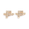 Brass Micro Pave Cubic Zirconia Links Connectors ZIRC-I042-16G-F-1