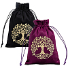 CREATCABIN 2Pcs 2 Style Tree of Life Pattern Velvet Packing Pouches TP-CN0001-10-1