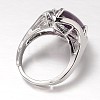 Teardrop Platinum Tone Brass Gemstone Adjustable Wide Band Rings RJEW-L062-02F-3