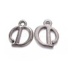 Gunmetal Plated Alloy Letter Pendants PALLOY-P097-03-D-1