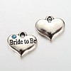 Wedding Party Supply Antique Silver Alloy Rhinestone Heart Carved Word Flower Girl Wedding Family Charms ALRI-X0003-02-2
