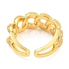 Curb Chains Shape Brass Open Cuff Rings with Cubic Zirconia RJEW-Q781-04G-3