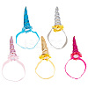 5Pcs 5 Colors Cloth Unicorn Horn Headbands for Kids OHAR-DR0001-01-1