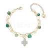 3Pcs Natural Morganite & Green Agate & Labradorite Beads Multi-layered Bracelets BJEW-JB12217-3