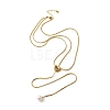 304 Stainless Steel Round Shell Pearl Pendant Lariat Necklaces for Women NJEW-U031-03G-3