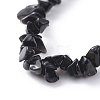 Chips Natural Black Stone Stretch Bracelets BJEW-JB04700-03-3
