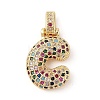 Brass Micro Pave Cubic Zirconia Pendants ZIRC-P121-01G-C-1