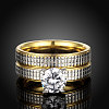 Romantic 316L Titanium Steel Cubic Zirconia Couple Rings for Women RJEW-BB07002-7A-2