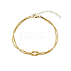 304 Stainless Steel 2-Strand Handmade Knot Snake Chain Bracelets for Couples BU0455-3-1