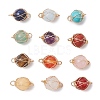 12Pcs 12 Styles Mixed Gemstone Copper Wire Wrapped Round Connector Charms PALLOY-JF02909-1