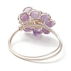 Flower Natural Black Spinel & Amethyst & Agate & Apatite & Lapis Lazuli Finger Rings RJEW-JR00764-5