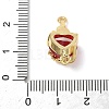 Brass with Glass Dark Red Sacred Heart Connector Charms KK-L253-27G-05-3
