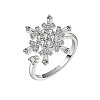 Snowflake 925 Sterling Silver Micro Pave Clear Cubic Zirconia Cuff Spinner Rings WG86A07-01-4