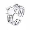 Non-Tarnish 304 Stainless Steel Open Cuff Finger Ring Cabochon Settings STAS-T060-08P-3